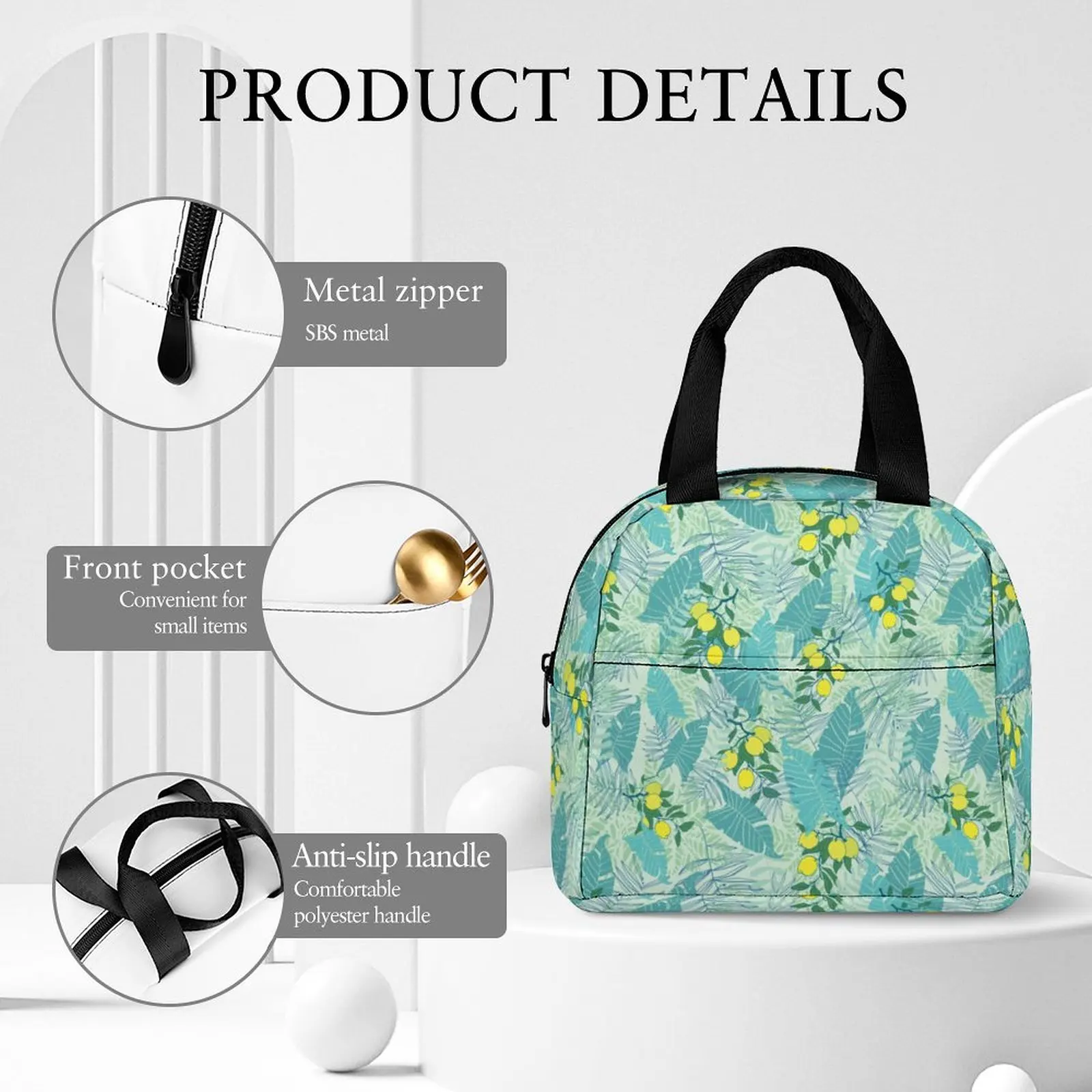 Custom Pattern Tote Lunch Bags for Women Oil Painting Print Portable Lunch Bag Picnic Travel Breakfast Box Office Work School