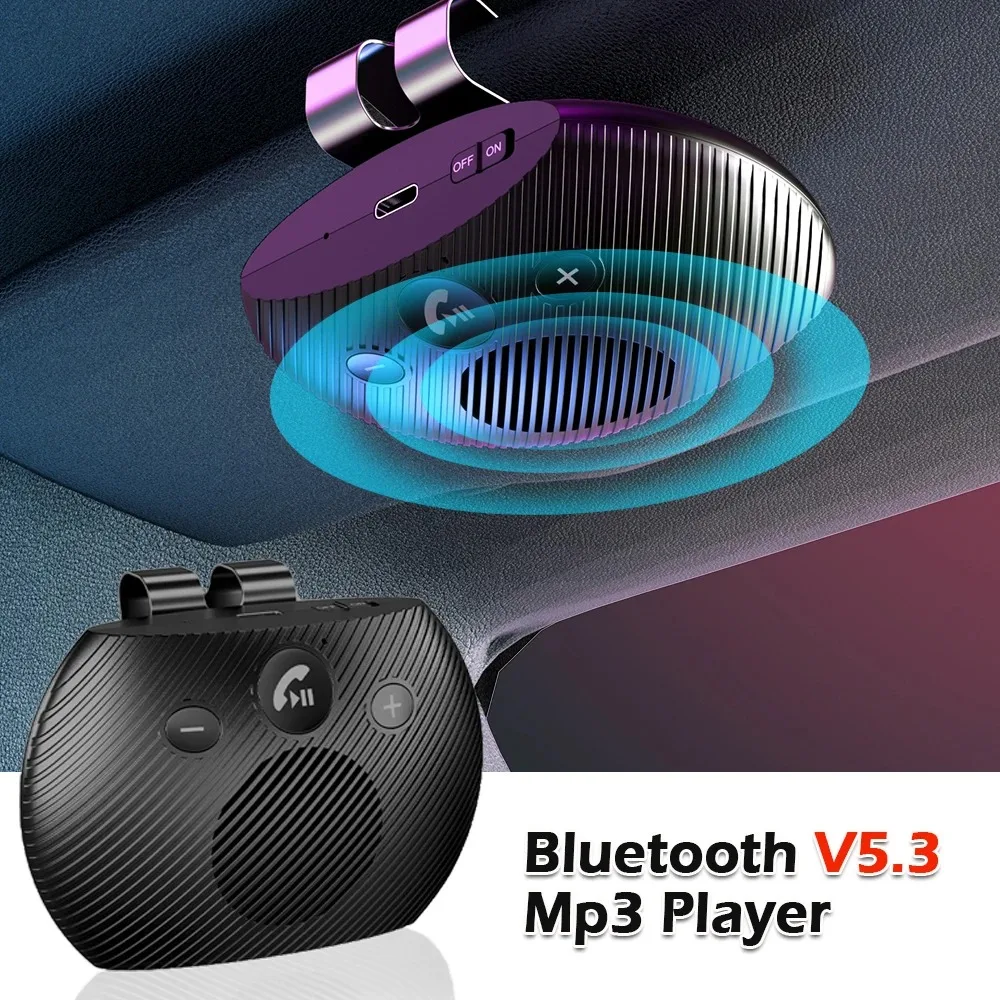 Bluetooth 5.3 Handsfree Car Kit HIFI Speaker Wireless Audio Receiver Stereo MP3 Music Player Noise Cancelling Sun Visor Clip 1 Sf8ffc74f9ed84cc3a58c4dd3b92f9823e