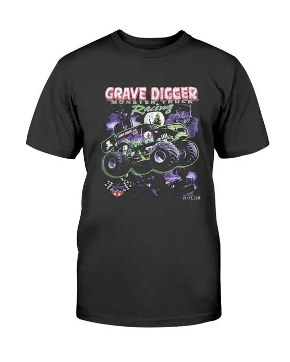 Grave Digger Monster Truck Racing T-Shirt A Doppia Faccia Maniche Lunghe O Corte