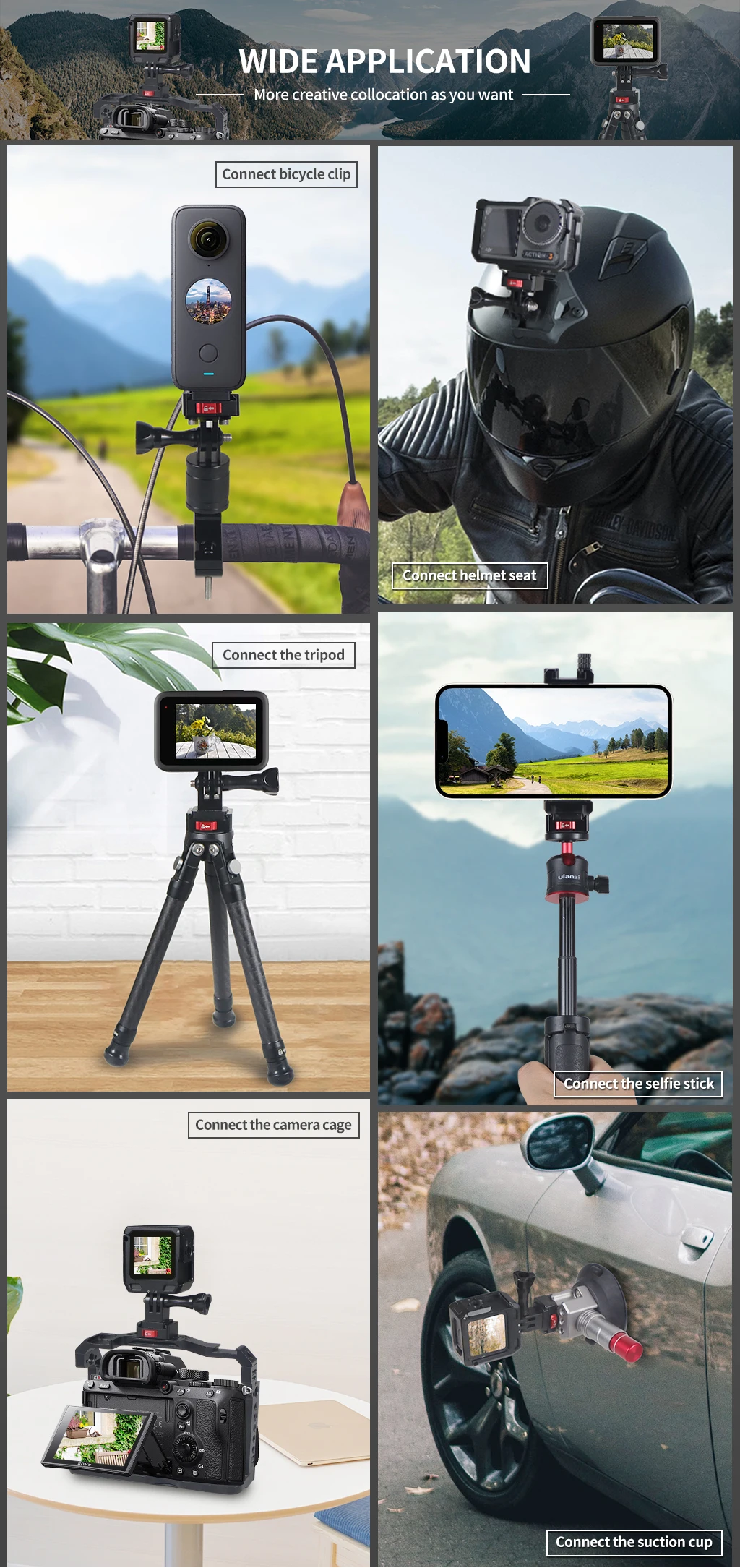 V Mount Plate Quick Release Clamp Fast Switch 1/4 Screw for Gopro13 Insta360 X5