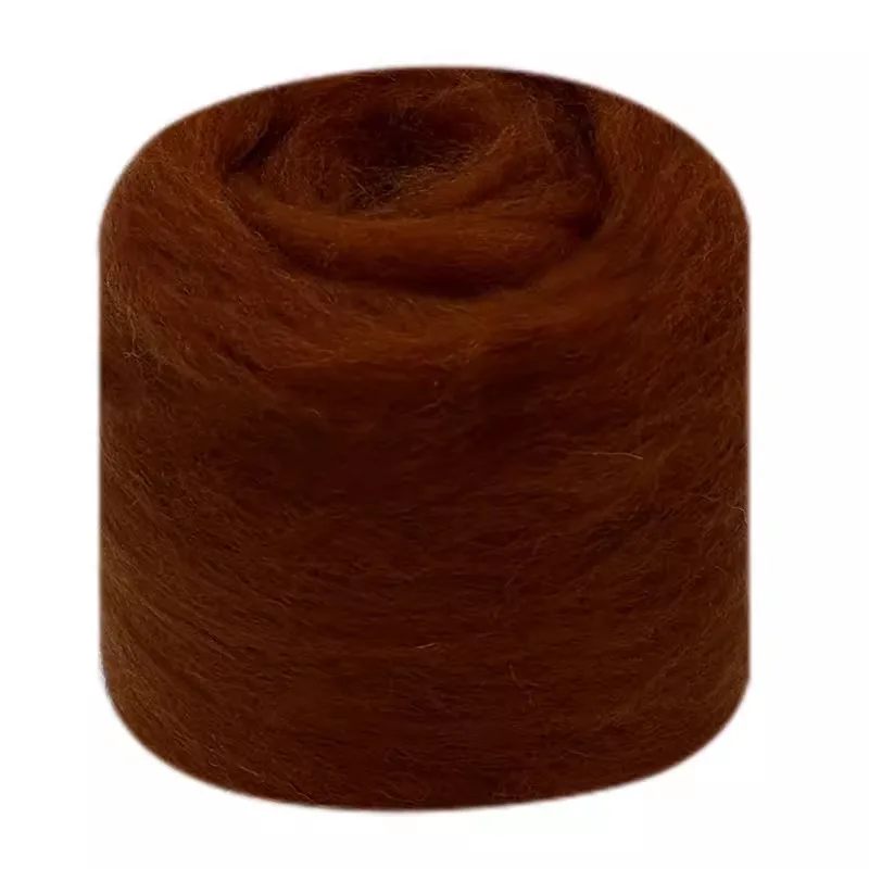 Needle Felting Wool Brown Anima Wool Roving Yarn Fiber Roving Wool Top Pure Chunky Yarn Spinning for Needle Felting Wet DIY Hand