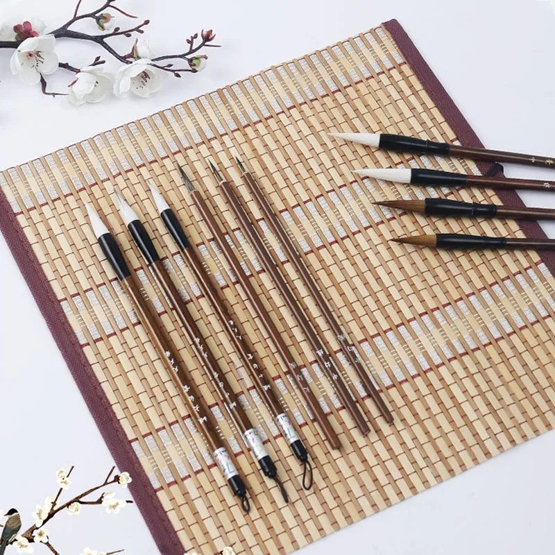 6/9/12/16Pcs Chinese Calligraphy Brushes Set with Roll-up Bamboo Brush Holder Painting Writing Kanji Art Watercolor Brush 2