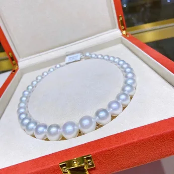 Huge Elegant Natural South Sea Genuine White Round Pearl Necklace Free Shipping Women Jewelry Pearl Necklace Chain 1