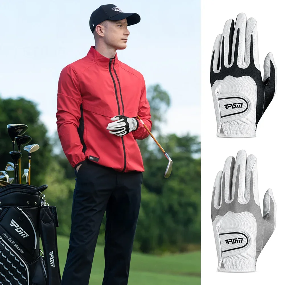 1Pc PGM Men Golf Gloves White Breathable Kid-lambskin Genuine Leather Sport Hand Glove Wear Single Left Handed Batting Training