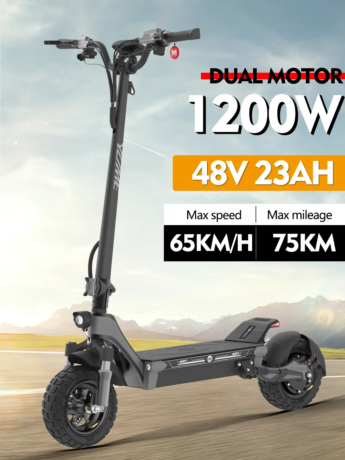 YUME Swift 1200W New City Electric Scooter 48V-22.5AH Maximum Speed 60KM/H Maximum Range 75KM NFC Unlocked