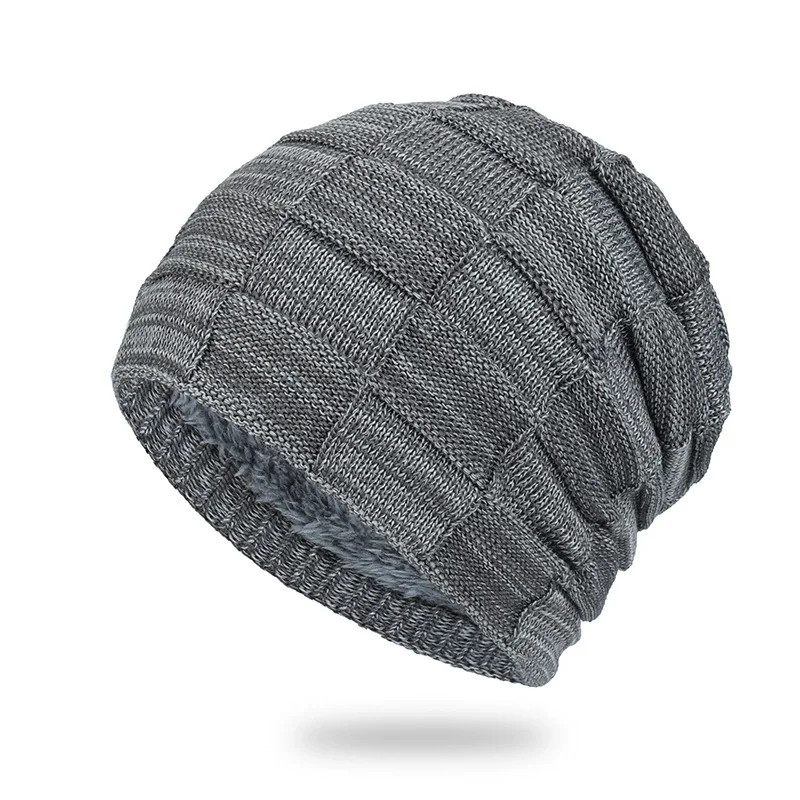 Unisex Two-Tone Winter Hats Add Fur Lined Men And Women Fashion Warm Beanie Cap Casual Winter Knitted Hats