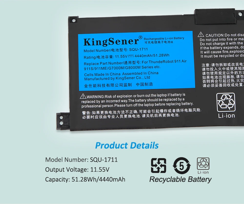 KingSener SQU-1711 Bateria Do Portátil Para ThundeRobot
