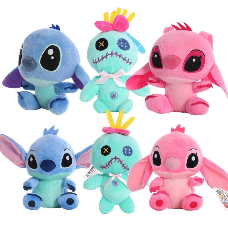 

12-22CM Disney Lilo & Stitch Scrump Plush Stuffed Toys Pink Blue Couple Cute Cartoon Anime Pendant Toy Kids Birthday Gifts Decor