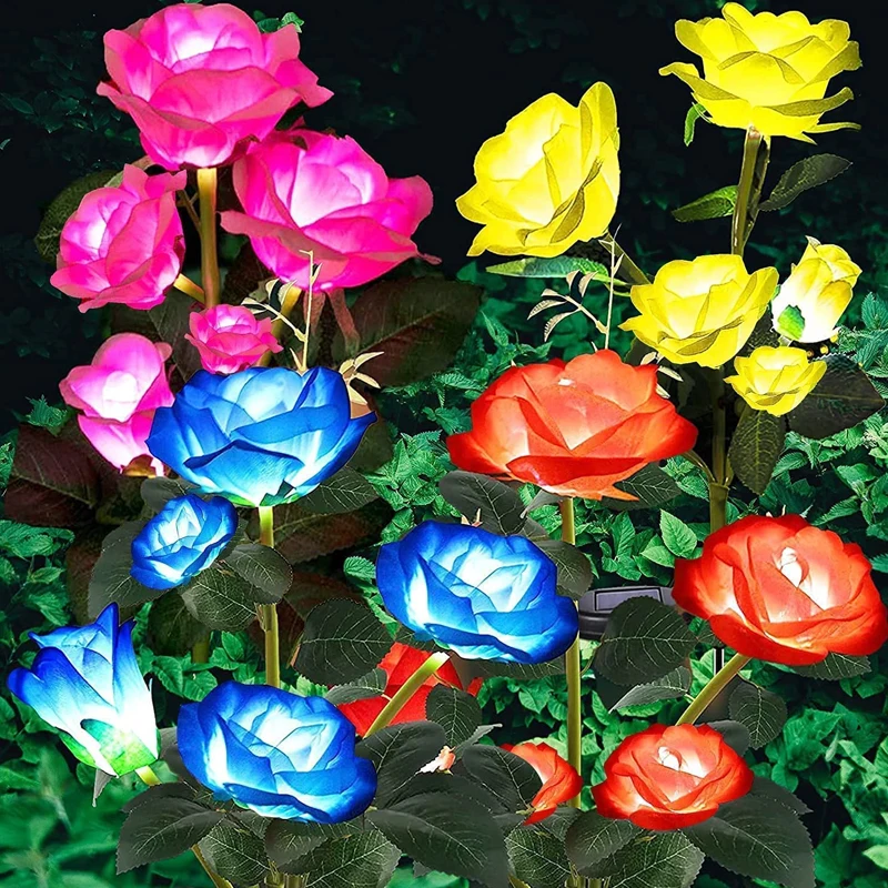 

LED Solar Simulation Rose Flower Light Outdoor Waterproof Garden Villa Fence Lawn Lamp Home Decorative Landscape Flower Light