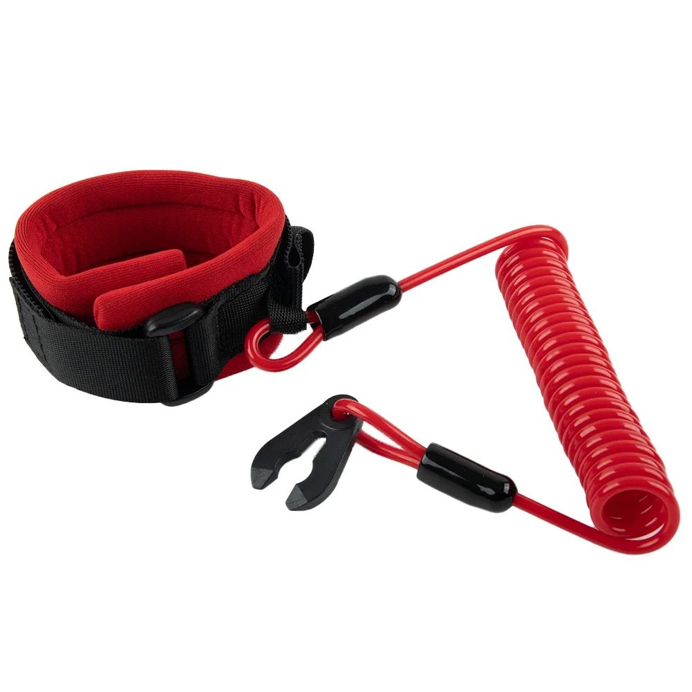 1pc Floating Wrist Lanyard For Kawasaki Jet Ski Durable PU Cord With Aluminum Alloy Buckle motorboat engine stop lanyard