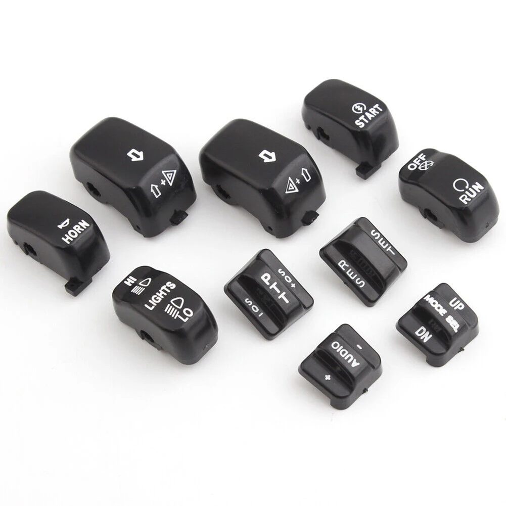 

10Pcs/set Motorcycle Hand Control Button Switch Housing Cover Caps For Harley 96-13 DYNA For SOFTAIL Touring Series