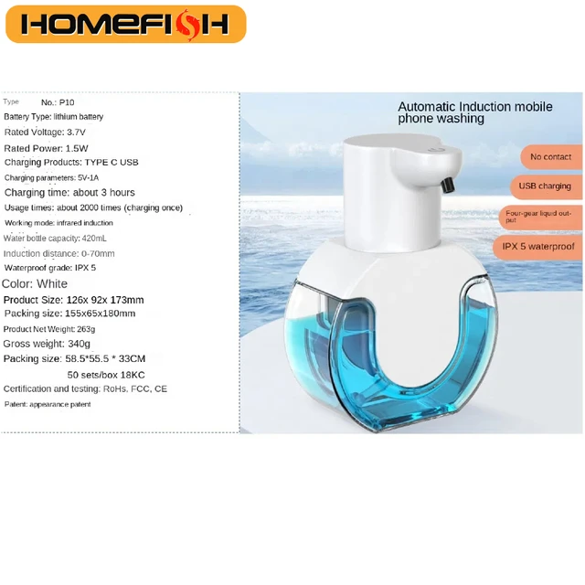 Smart Soap Dispenser 420ml Touchless Motion Sensor Washing Hand Device Wall-Mounted Liquid Soap Dispenser Liquid/Foam Model 5