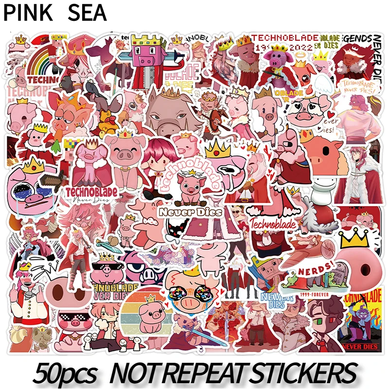 10/30/50pcs/set Technoblade Pink Pig Funny Cute Cartoon Game Graffiti  Stickers For Luggage Skateboard Kids Laptop Phone Guitar - AliExpress