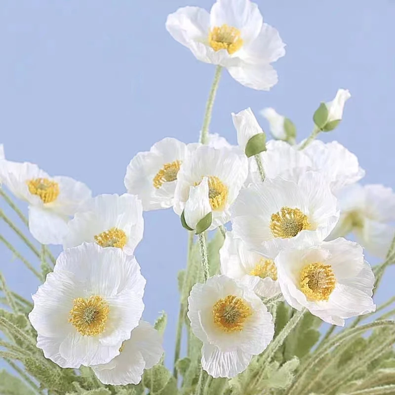 1PC 2PCS Best Quality 4 Heads Beautiful Artificial Poppy Silk Flowers Fake Plant Home Wedding Decoration Gift 2
