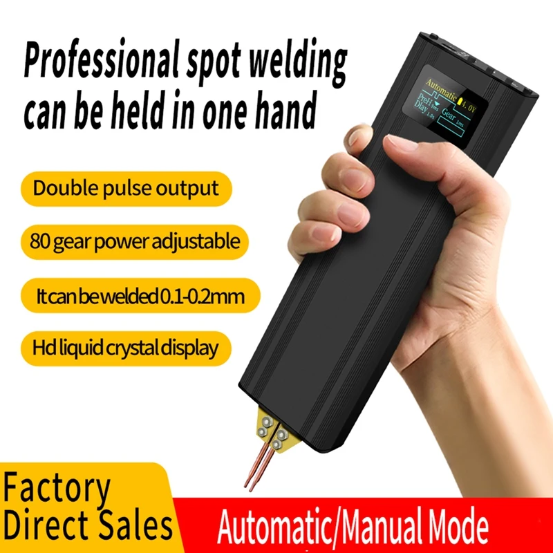

1Set 80-Gear OLED Digital Display Spot Welder Dual-Pulse Mobile Phone Battery Cell 18650 Lithium Battery Spot Welder Black
