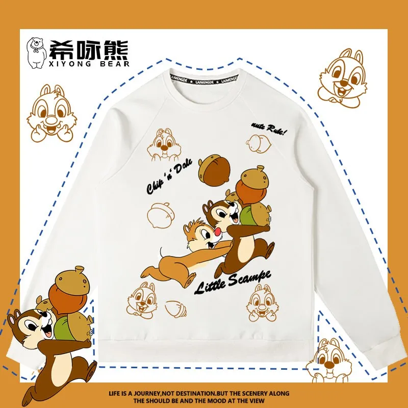 

Chichititi Squirrel Hoodie Men's Fall Couple Wearing Crewneck Coat Disney Cartoon Co-branded Loose Clothing Trend