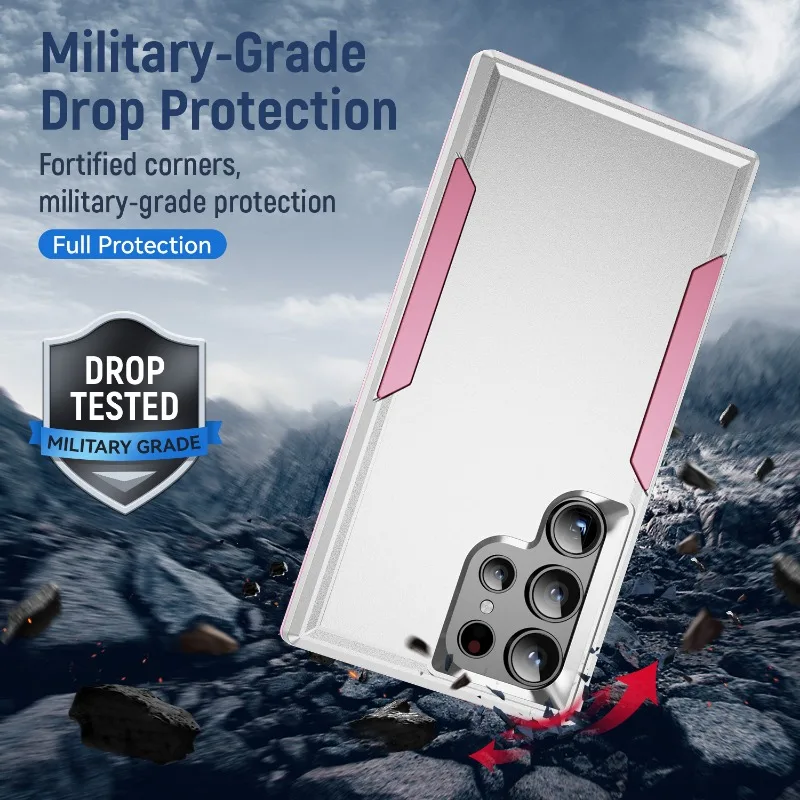 Coque de téléphone portable antichoc de luxe en TPU + PC souple et rigide avec double protection pour Samsung S24 23 22 21Ultra_voghion.com