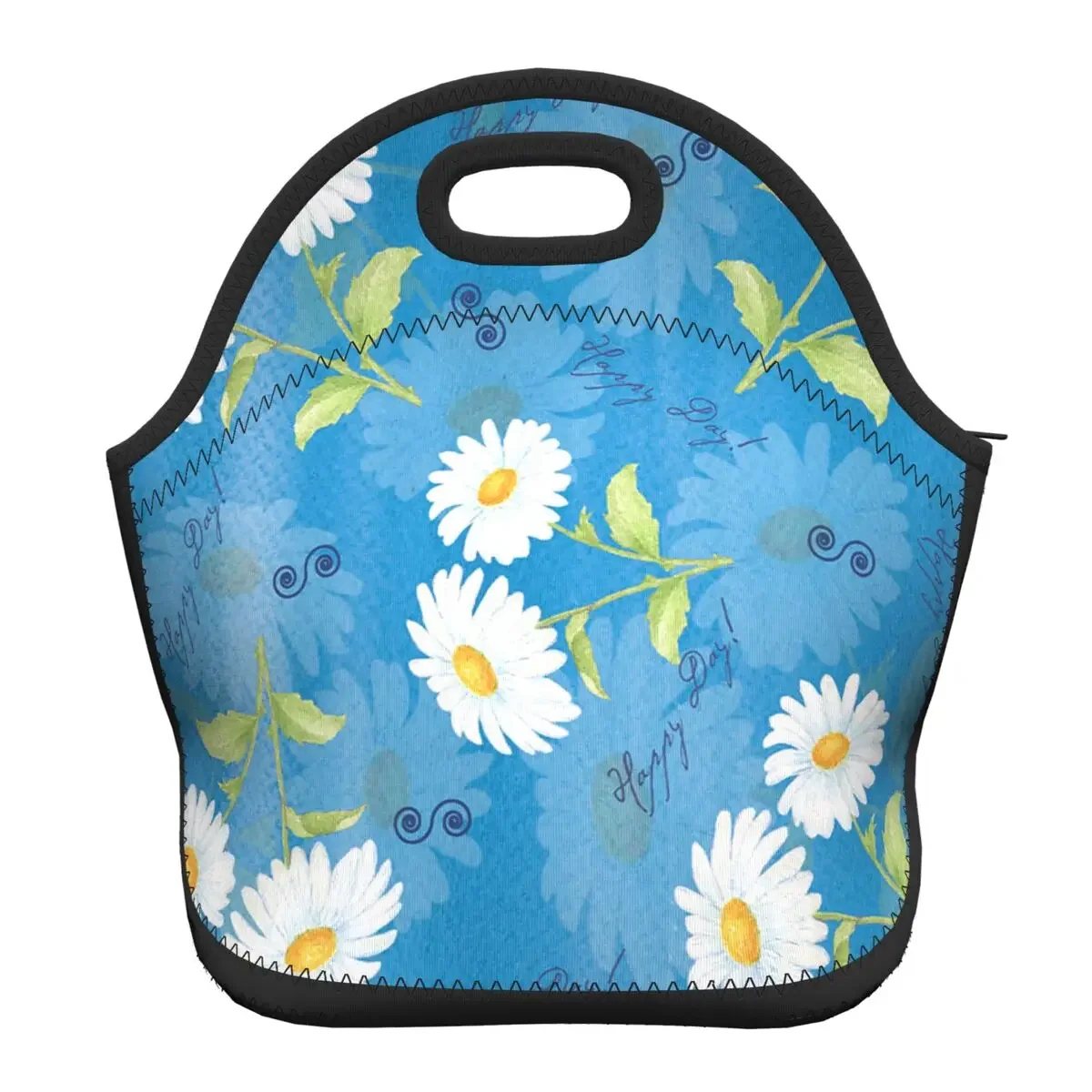 

Daisies Flowers Pattern Resuable Neoprene Lunch Boxes Floral Daisy Thermal Cooler Food Insulated Lunch Bag School Children