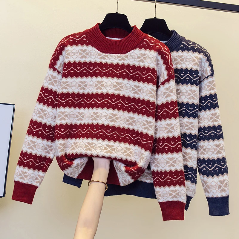 

Осенне-зимний Рождественский женский свитер, пуловер 2023, базовые корейские модные простые вязаные свитера в стиле Харадзюку для женщин, джемпер