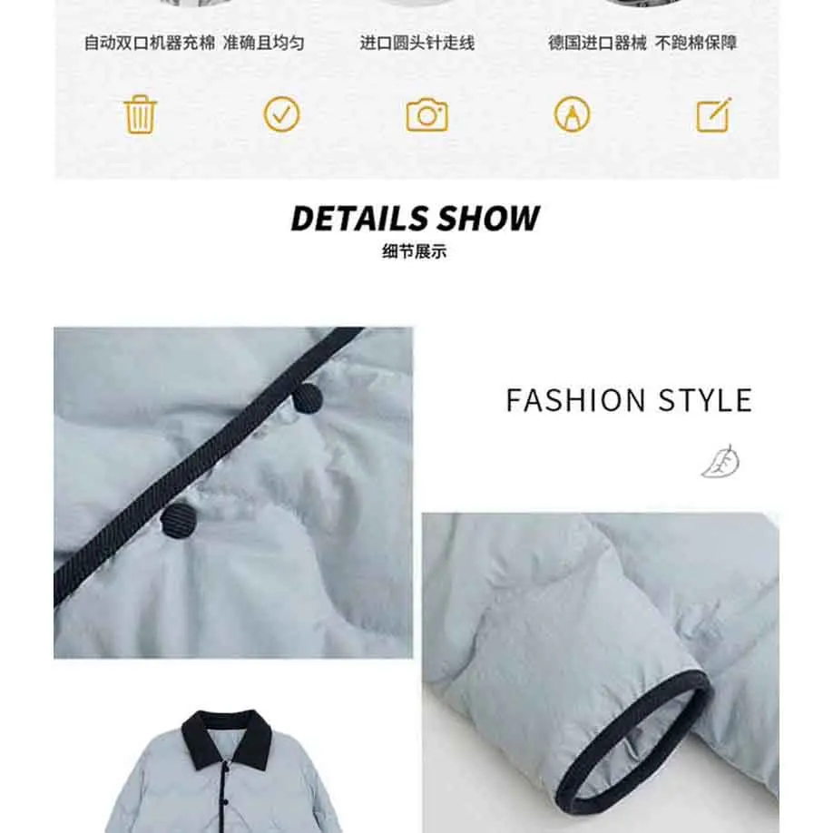 2023new Autumn Winter Korean Casual Jacket Basics Single Breasted Parkas Women Patchwork Outerwear Fashion Warm Thick Solid Coat