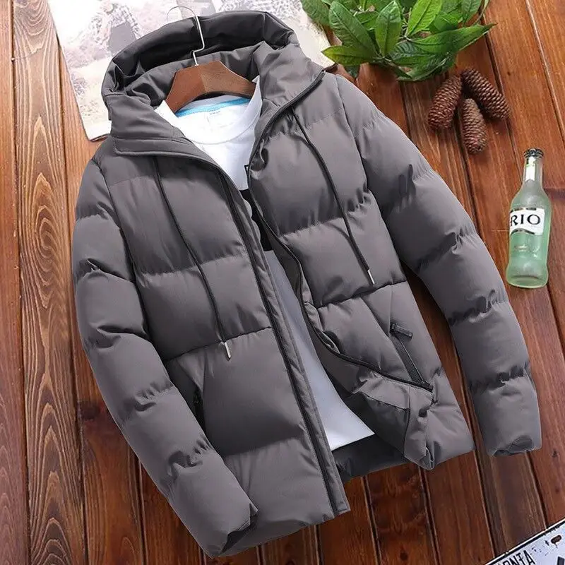 Autumn Winter Cotton Parka Coat Hooded Zip Up Long Sleeve