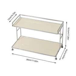 Luxury Style 2 - Tier Desk Organizer with Iron Frame and Acrylic Shelves - Black, Cream, White (Milky White)