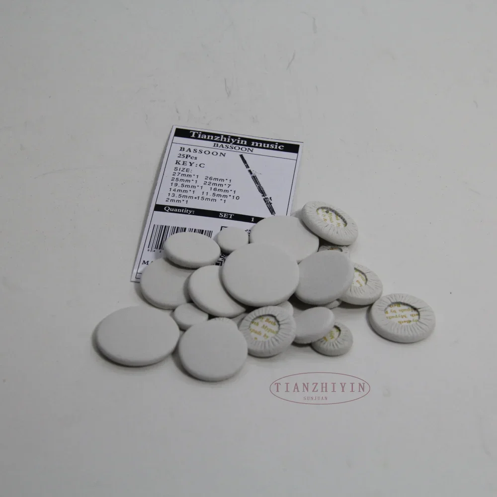 25pcs Bassoon Pads Set Real Leather Excellent Quality Bassoon Parts Nice Material for Repair And Maintenance