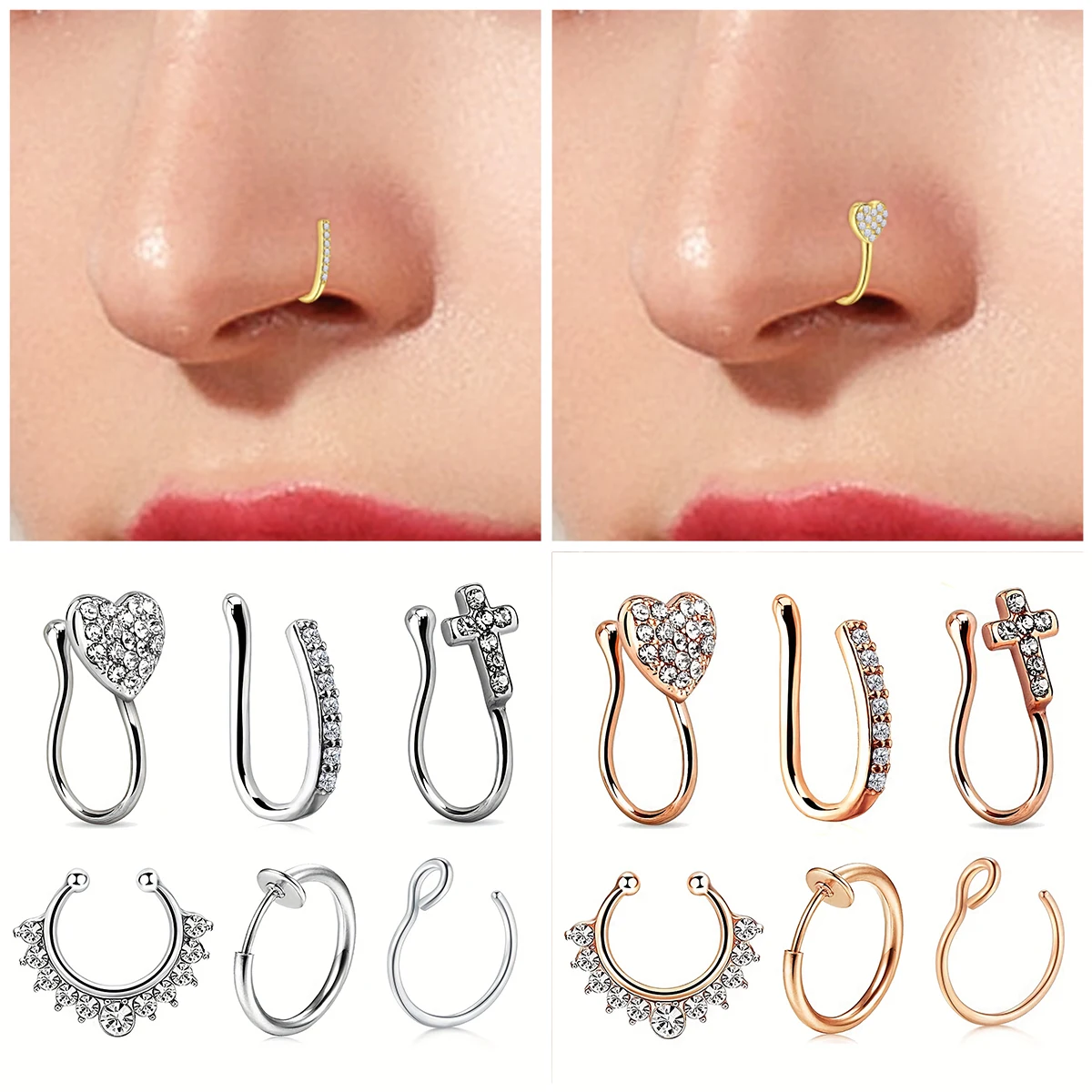 SERIES B - Adjustable Fake Nose Ring (No Piercing Required), Clip