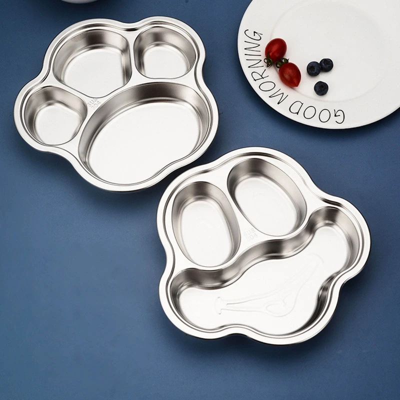 Stainless Steel Divided Dinner Tray Lunch Container Plate for School Canteen 3/4/5 Section 21