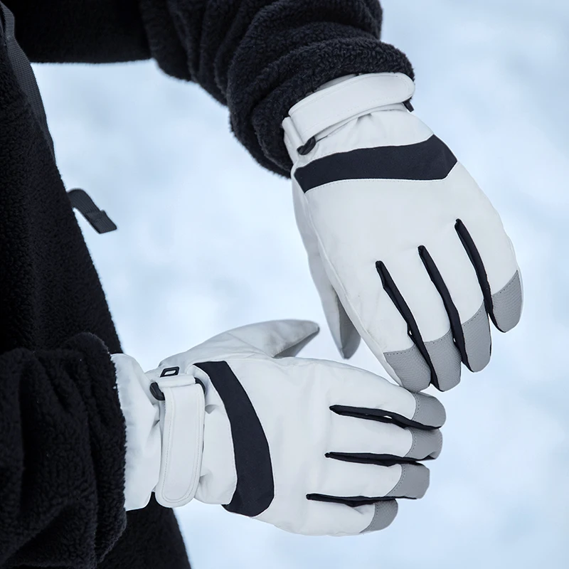 Comxz Trend Winter Five Finger Ski Gloves Waterproof Warm with Unique Section Cutting Minimalist Unisex Outdoor Sports Versatile