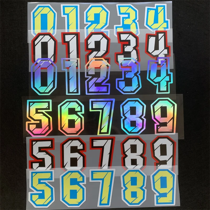 Racing Numbers Stickers  Decorative Paster Motorcycle Head Stickers DIY Refit Reflective Waterproof Sticker 0123456789 Decals sticker for k awasaki n inja zx10r zx 10r 2015 full kit decal high quality motorcycle guard 30th racing decorative guard