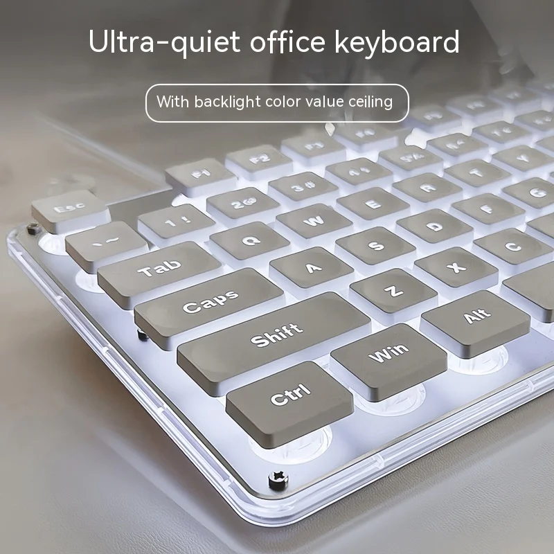 

Wired Wireless Bluetooth Dual Mode Office Silent Keyboard Mechanical Feel 104 Keys Water Drop Bearing Rgb Backlight Ergonomics