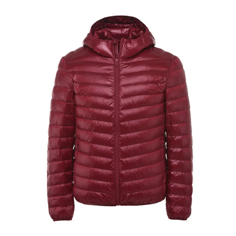 Down Jacket Mens Jacket New Fashion Boutique Solid Color Warm Mens Casual Hooded White Duck Down Jacket Thin and Light Men's Down Coats