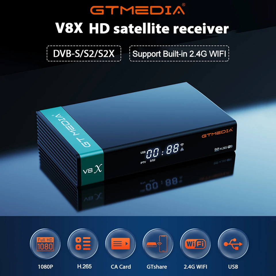 GTMEDIA V8X Full HD 1080P DVB-S/S2/S2X FTA Receptor de satélite