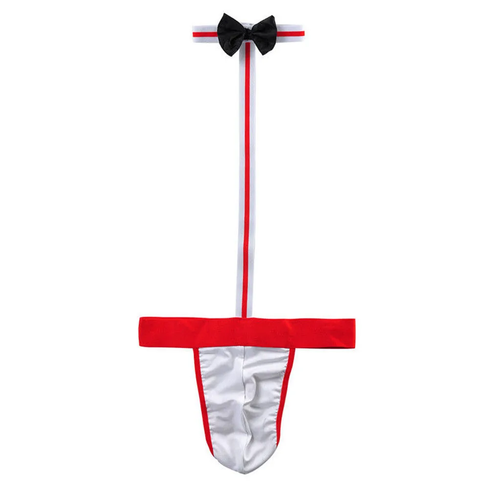 Novelty Sexy Men Mankini Thong Underwear Lingerie Sexy Hot Erotic Waiter Costume Bodysuit Lingerie Briefs G-String Sleepwear New
