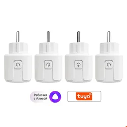 Smart WiFi Plug with Power Monitoring and Remote Control - Compatible with Smart Home Assistants - Tuya EU  4Pcs