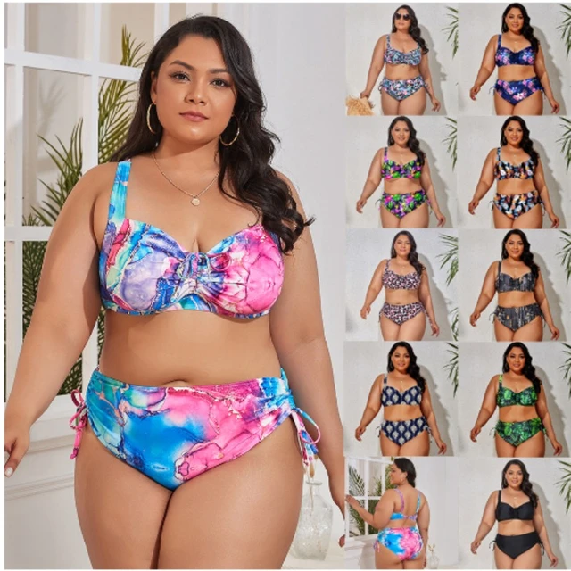 2024 New Plus Size Swimwear for Women Swimsuit Large Bathing Suits Two-piece  High Waist Push Up Bikini Set Sexy Separate Stylish - AliExpress