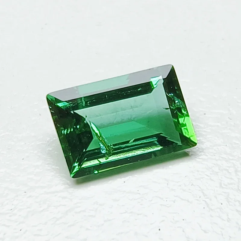 Lab Grown Zambian Hydrothermal Hand Cutting Emeralds Rectangle Shape with Cracks Inclusions Inside Selectable AGL Certificate