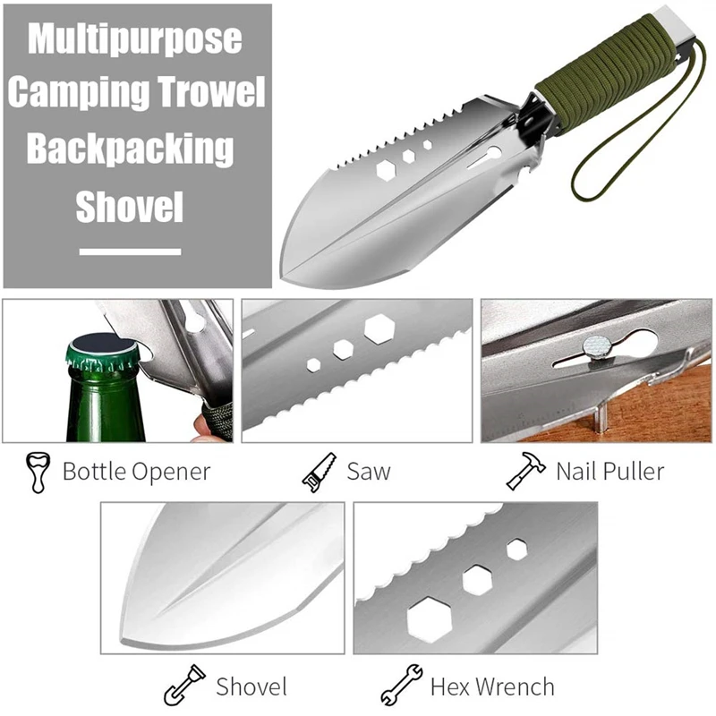 Garden Shovel Spade Outdoor Multi Tool Weeder With Sawtooth Hex Wrench Ruler Digging Trowel Knife Gardening Bonsai Hand Shovel