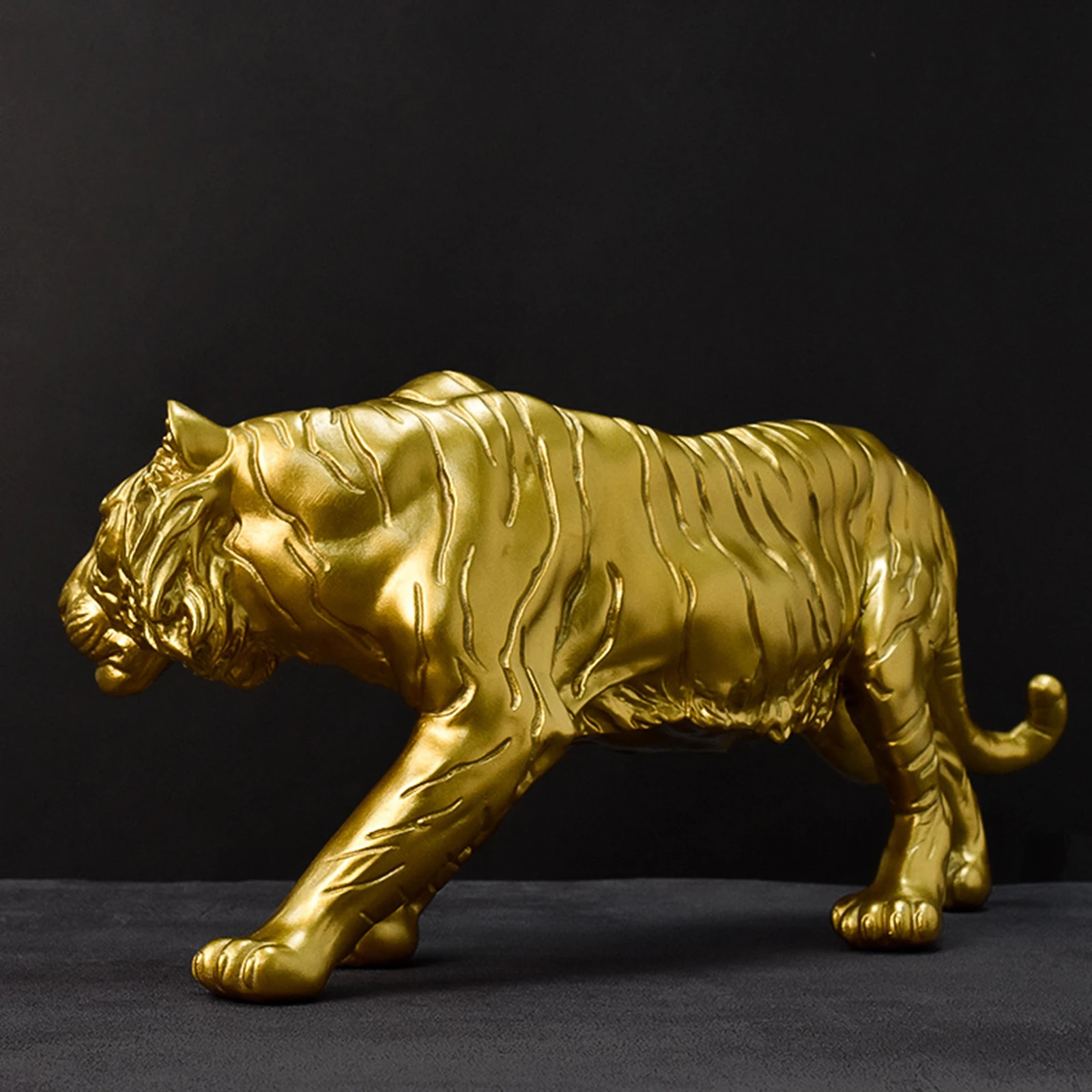 Gold Resin Tiger Statue Ornament for Home Living Room Decor