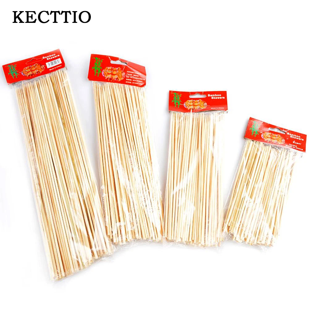 Bamboo Skewers Wooden BBQ Kebab Fruit Chocolate Fountain Stick Party Buffet Food
