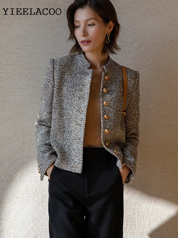 Grey Tweed Jacket Spring / Autumn /winter Women's Jacket Coat Classic