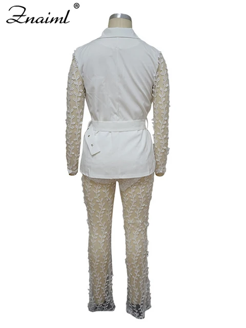 Angelina Mesh Patchwork Sashes Pant Set 6