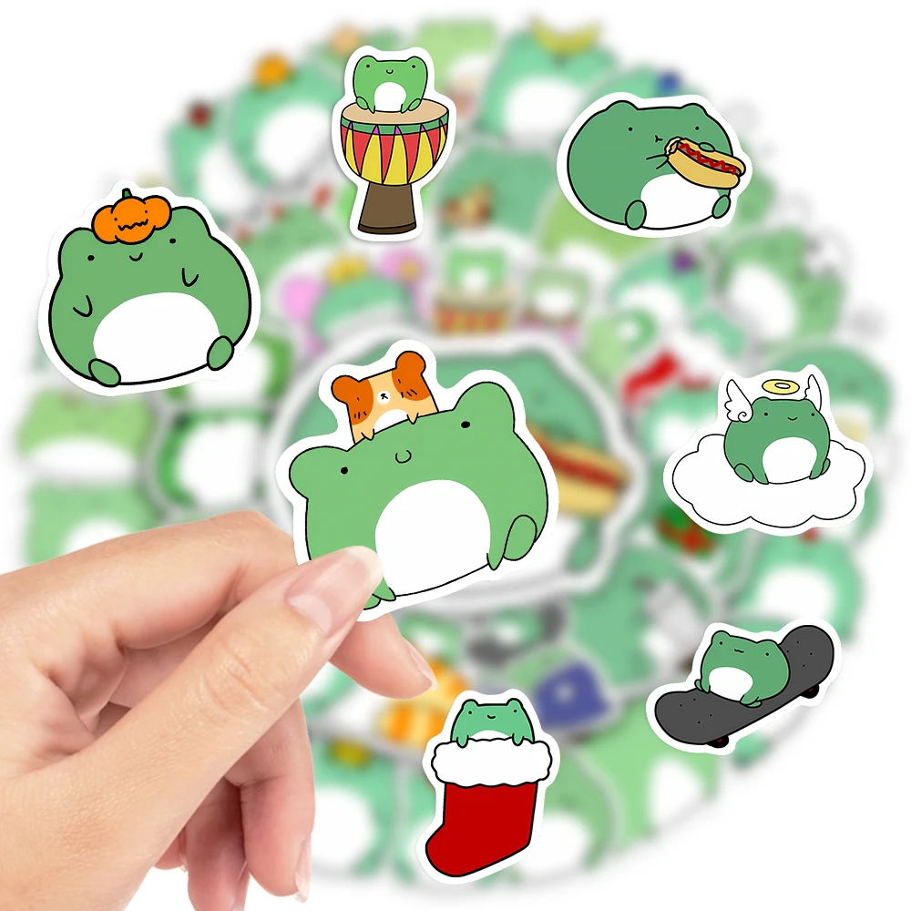 10/25/50PCS Cute Lovely Frog Stickers Small Self-Adhesive Decals for Photo Album Journal Scrapbook Luggage Refrigerator Notebook