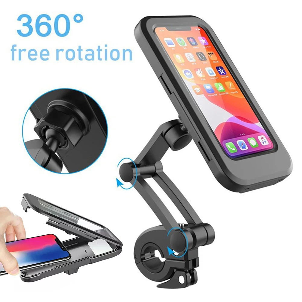 Waterproof Motorcycle Bike Mobile Phone Holder Support Universal Bicycle GPS 360&deg; Swivel Adjustable Motorcycle Cellphone Holder