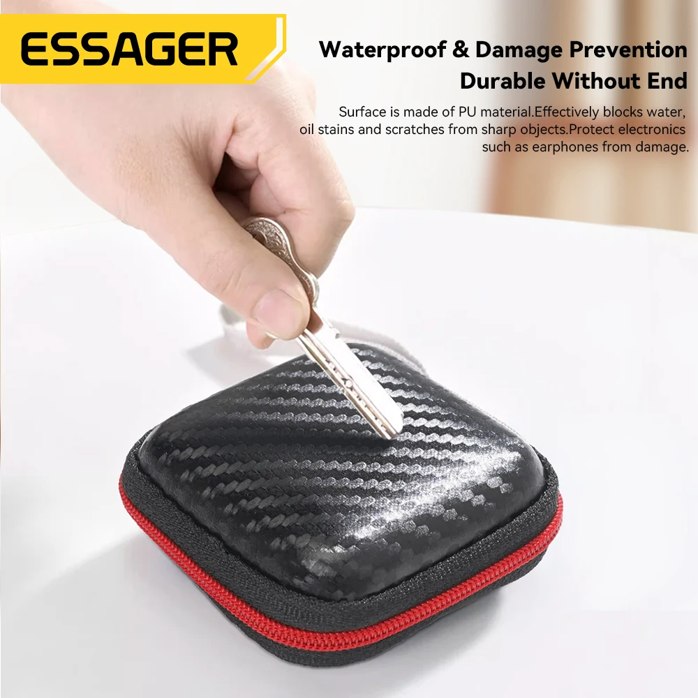 Essager Mini Earphone Bag Box Digital Charger Headphone Storage Bag USB Data Cable USB disk Memory card Organizer Carrying Pouch