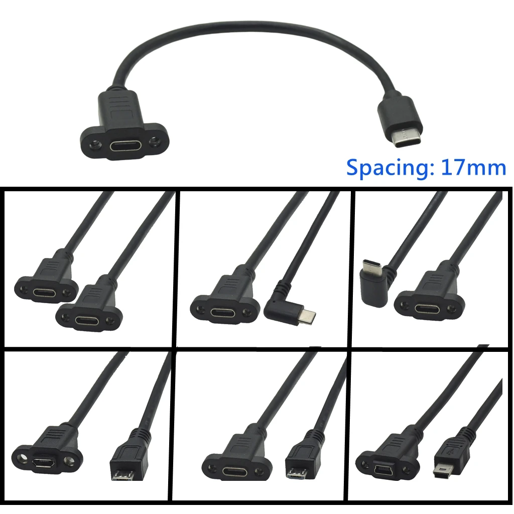 Prolunga Micro USB Maschio-Femmina 30cm Per Montaggio Su Pannello - Cavo Nero