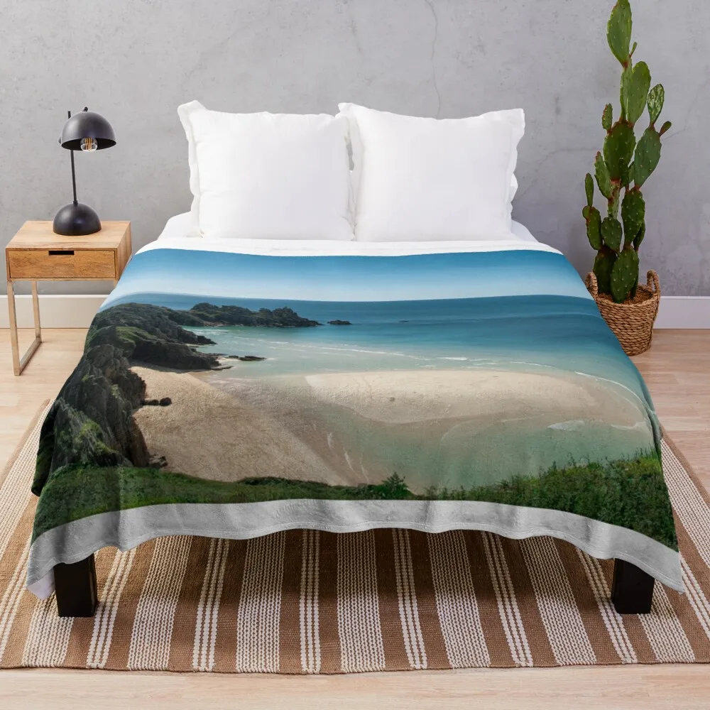 

Pedn Vounder Beach Cornwall, Poldark film location,Throw Blanket Flannel Blanket