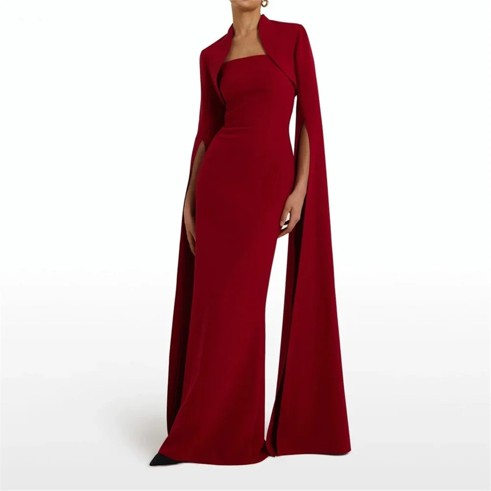 

LUNAFLEYA Simple Elegant Square Neck Half Sleeve Classy Mermaid Evening Dress For Woman Floor Length Fashion Classy Prom Gown