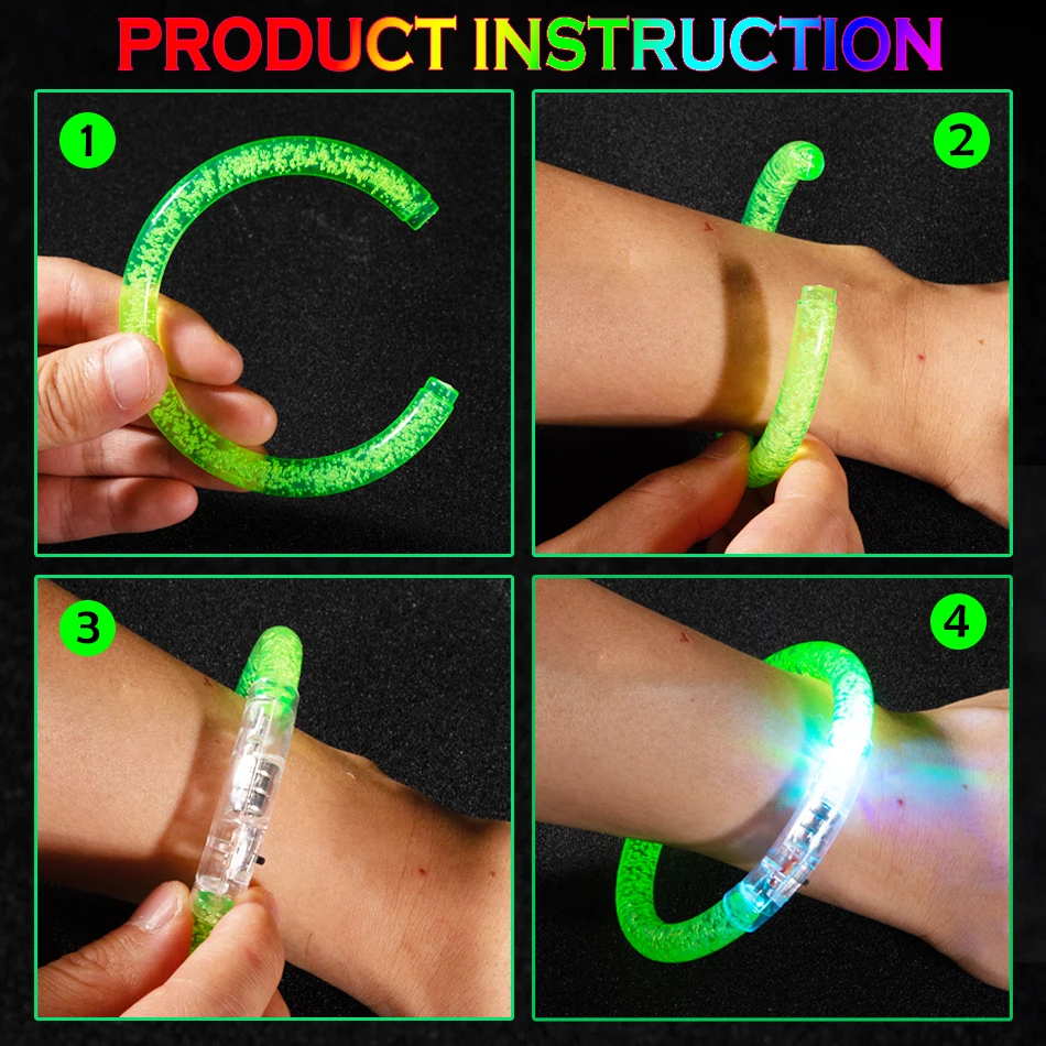 Glow Sticks Bracelets Party Supplies Glow in The Dark LED Flashing Wrist  LED Luminous Bangle Bracelet Light Up Toys Wedding Deco